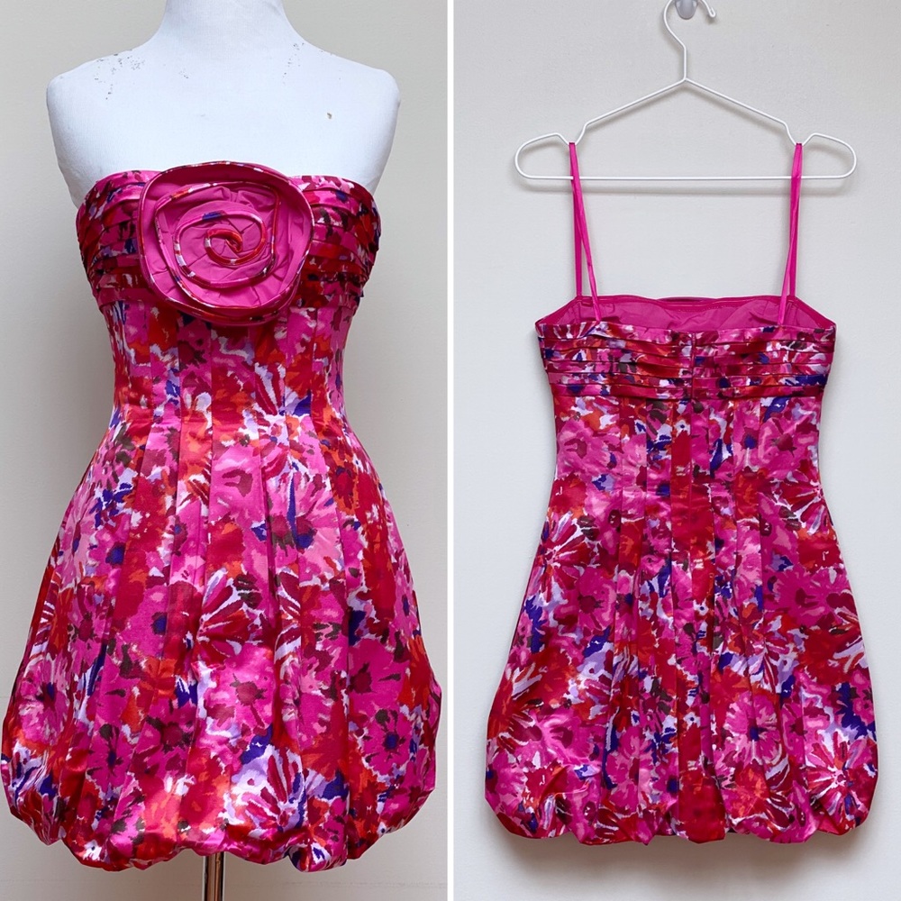 🔥 CLEARANCE 🔥 BCBGMAXAZRIA Floral Strapless Bubble Hem Dress size 0